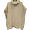 Pull beige à motifs bleu marine